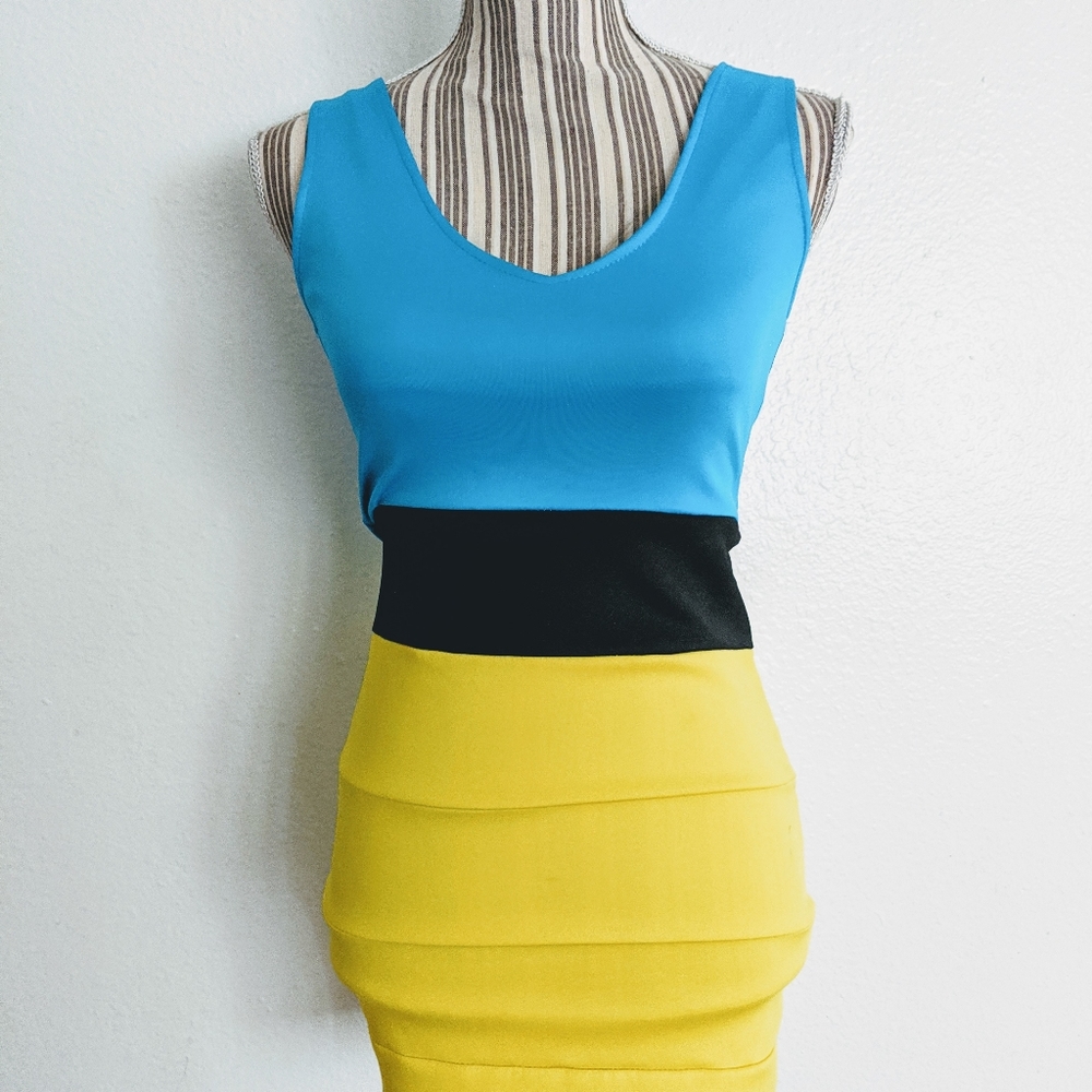 Colorblock bandage dress